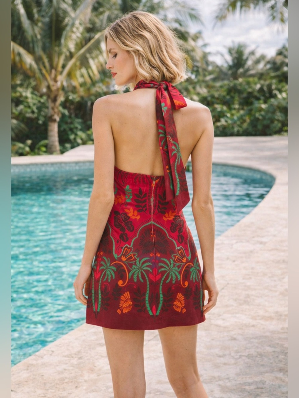 NWT Cara Cara Perla Halter Tropical Mini Dress Sanibel Island Pink Size 8 - Picture 6 of 16